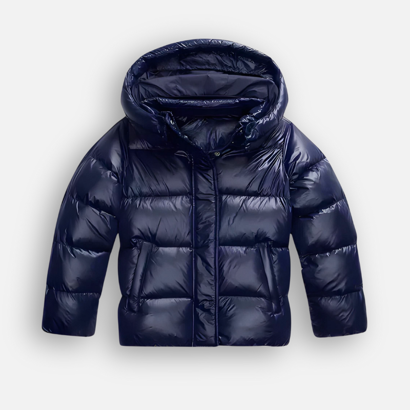 Shiny Quilted Oversized Puffer Jacket with Hood for Women