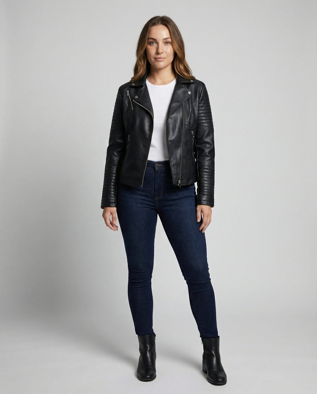 Veste Motard Perfecto Asymétrique en Simili Cuir pour Femme - Emilia Lane