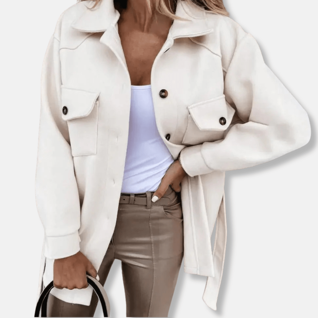 Veste Surchemise Longue en Laine Pour Femmes - Emilia Lane