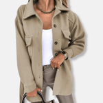 Veste Surchemise Longue en Laine Pour Femmes - Emilia Lane