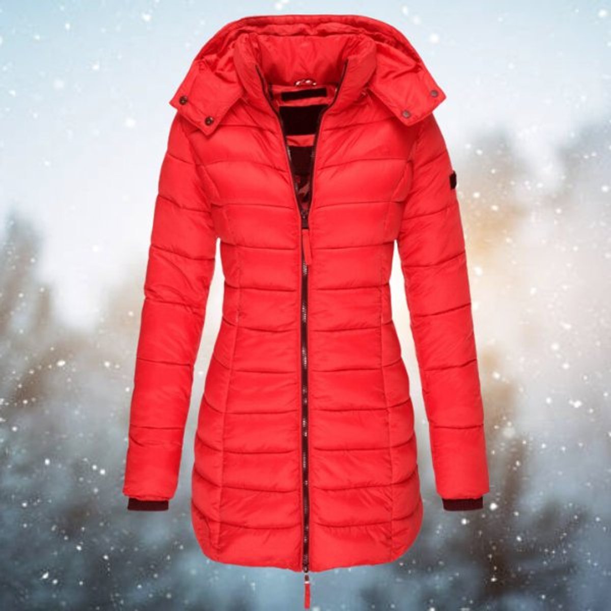 Long Hooded Down Jacket for Women
