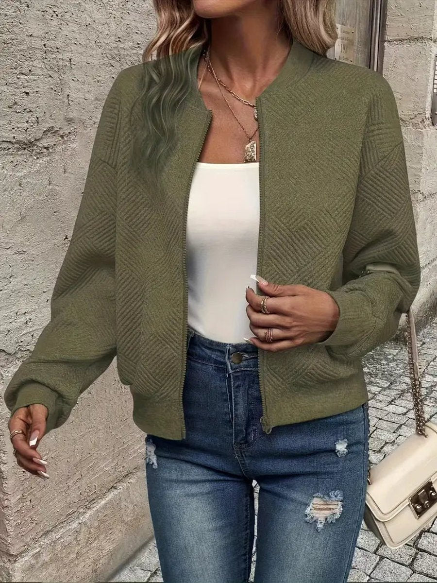 Short Quilted Bomber Jacket for Women