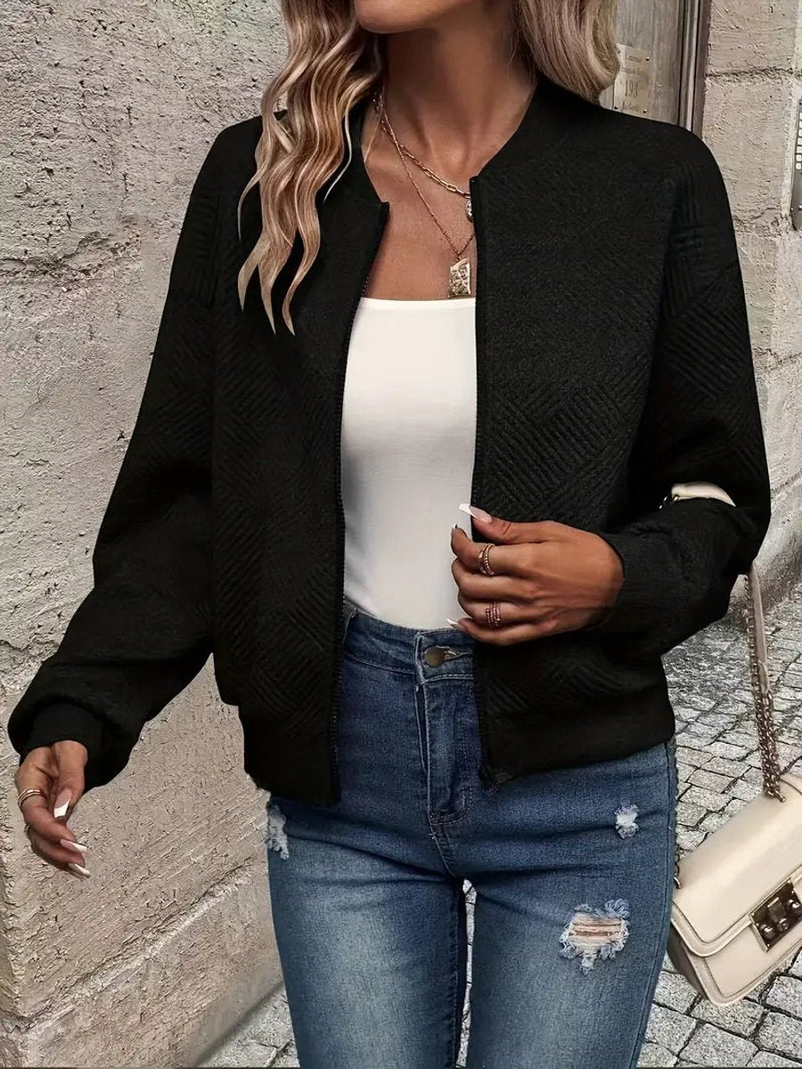 Short Quilted Bomber Jacket for Women