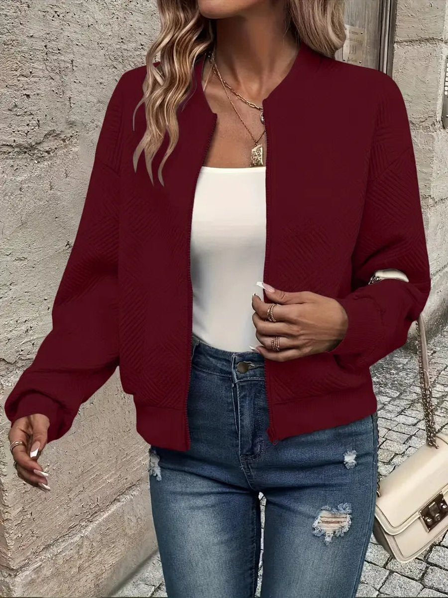 Short Quilted Bomber Jacket for Women